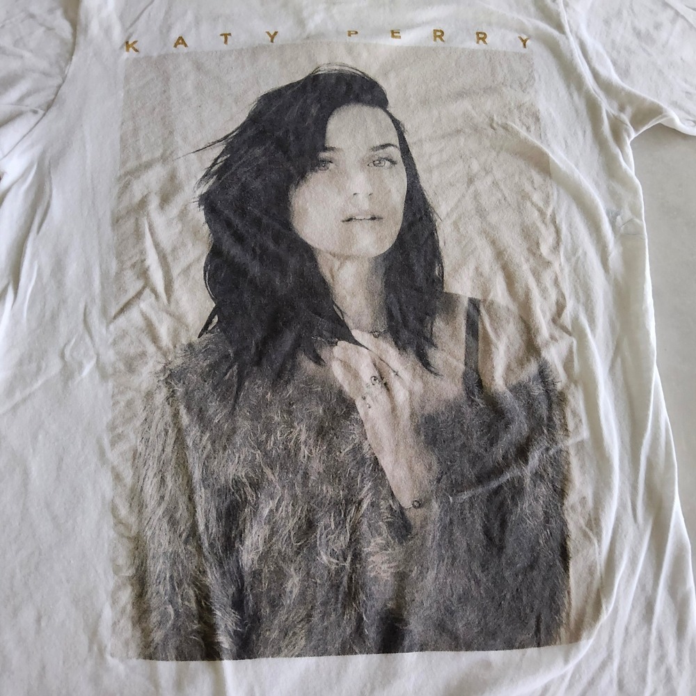 Katy Perry Graphic Print T‎ Shirt Mens Small White Cotton Blend Short Sleeve